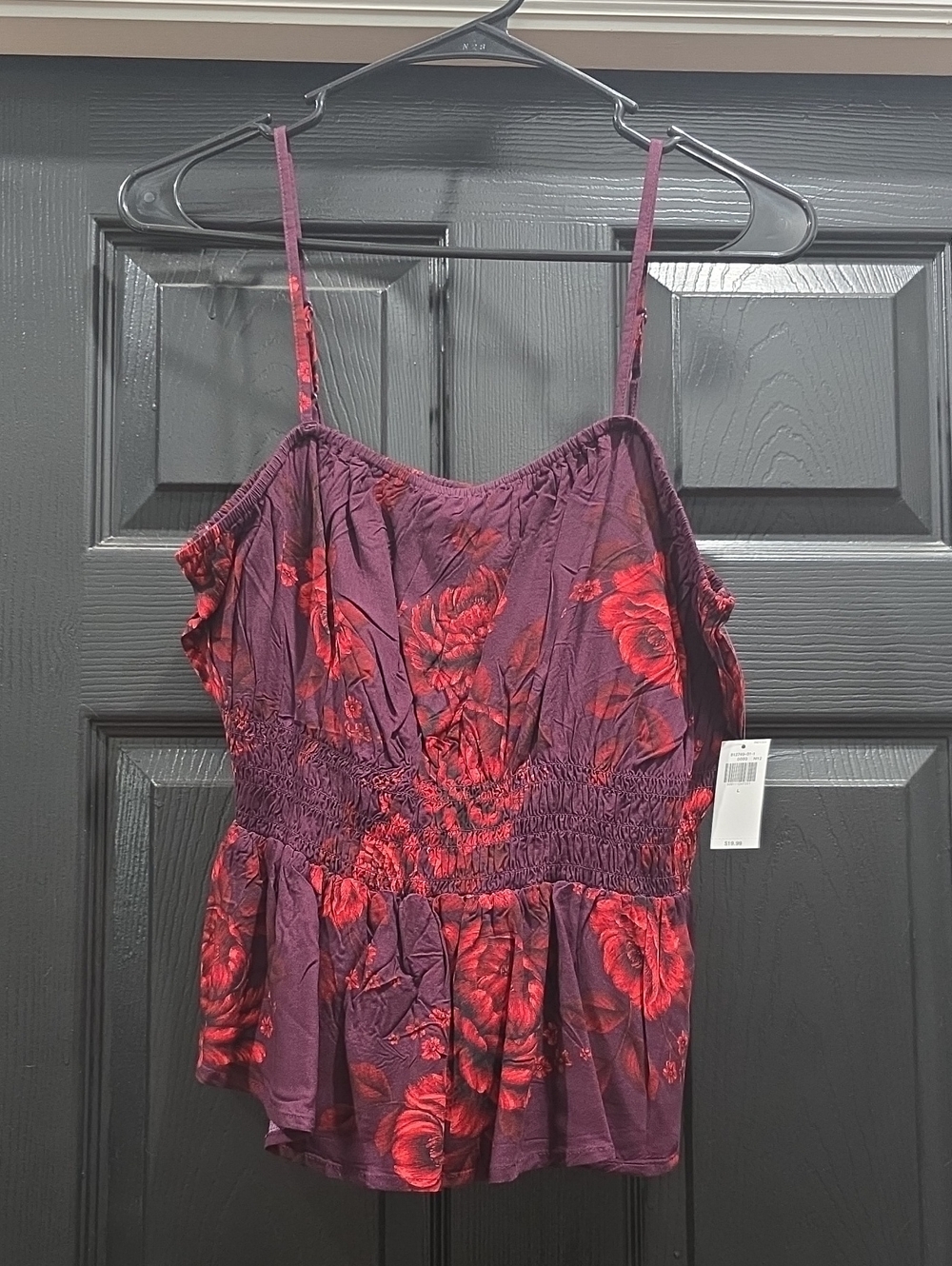 Old Navy Plum Cami with Red Floral Print